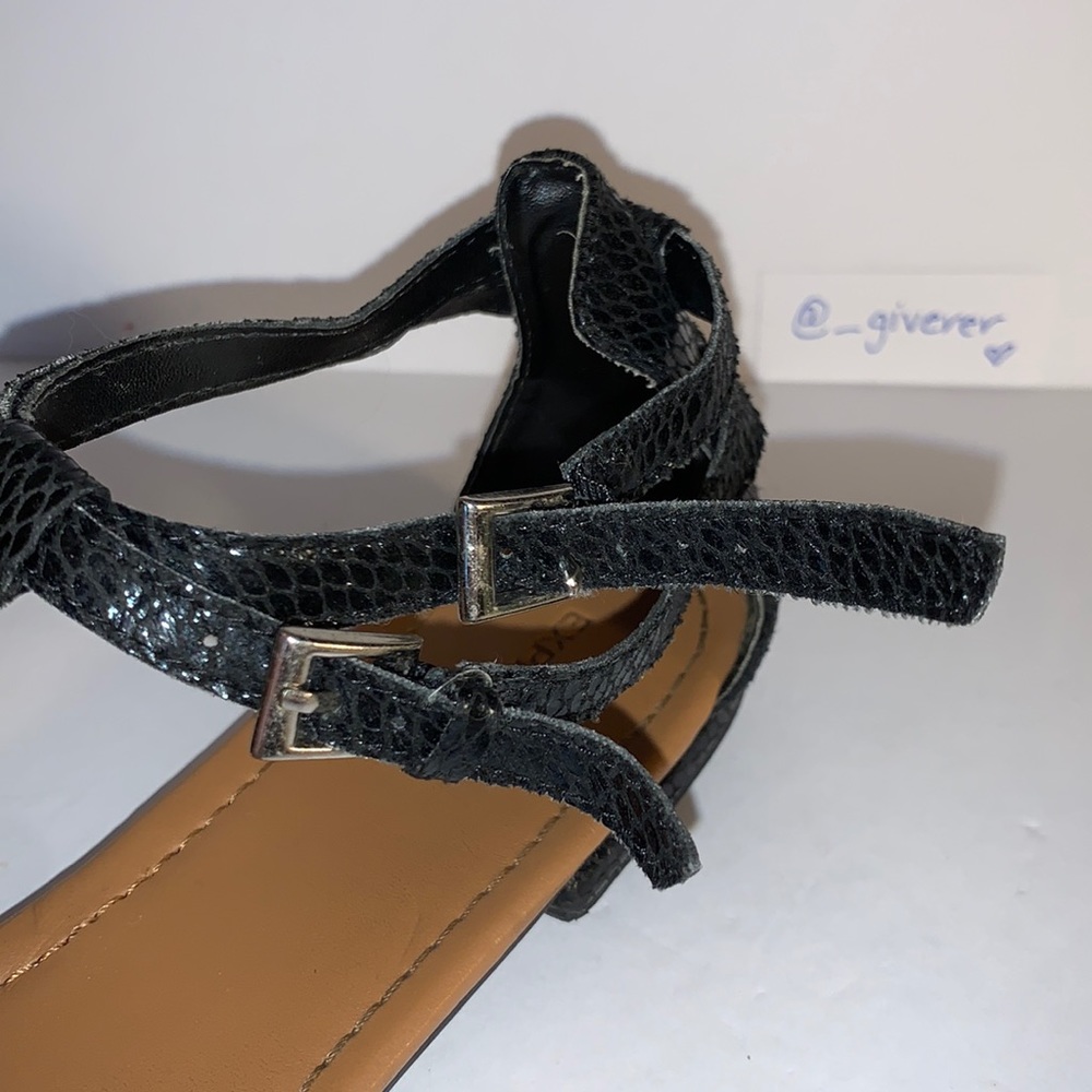 8 Black Express Double Strap Python Sandals - image 8